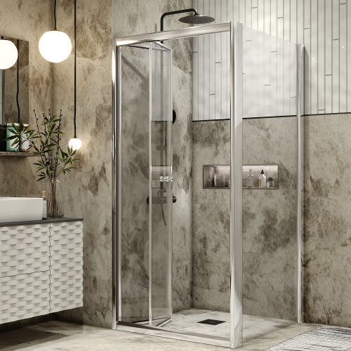 Душевой уголок Grossman Alba GR-8080Al2 80х80 стекло прозрачное профиль хром глянцевый - фото 2